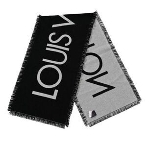 Louis Vuitton Wool Cashmere Echarpes‎ Team Scarf Black and Gray